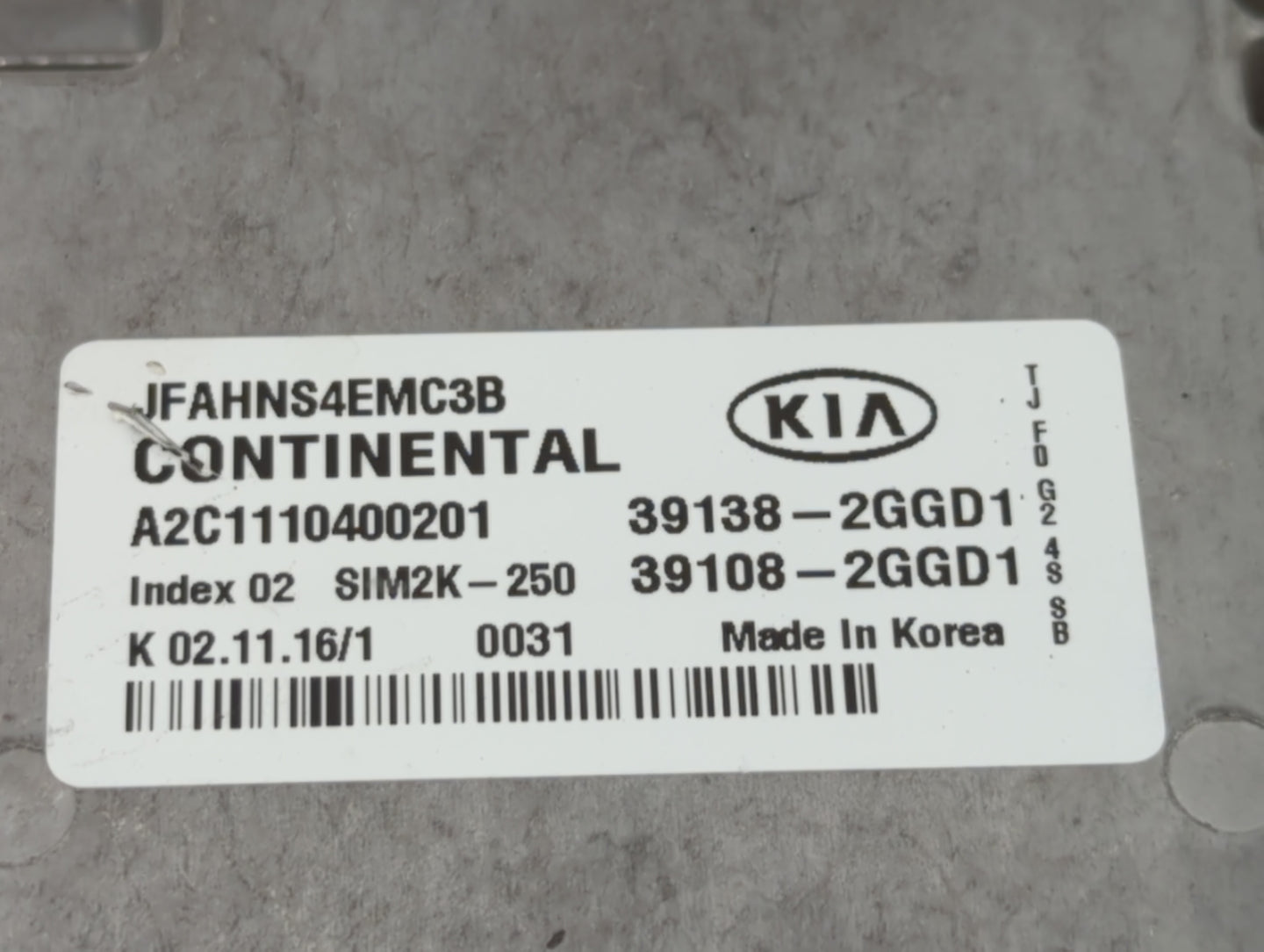 2016-2018 Kia Optima PCM Engine Control Computer ECU ECM PCU OEM P/N:39138-2GGD2 39108-2GGD2, 39138-2GGD0 Fits Fits 2016 201
