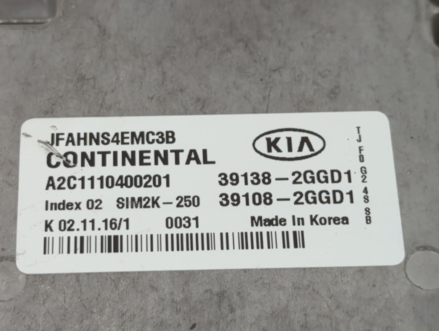 2016-2018 Kia Optima PCM Engine Control Computer ECU ECM PCU OEM P/N:39138-2GGD2 39108-2GGD2, 39138-2GGD0 Fits Fits 2016 201