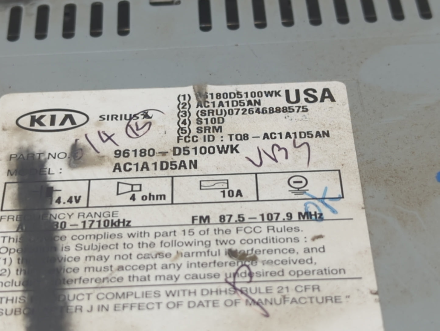 2016-2018 Kia Optima Am Fm Cd Player Radio Receiver - Oemusedautoparts1.com