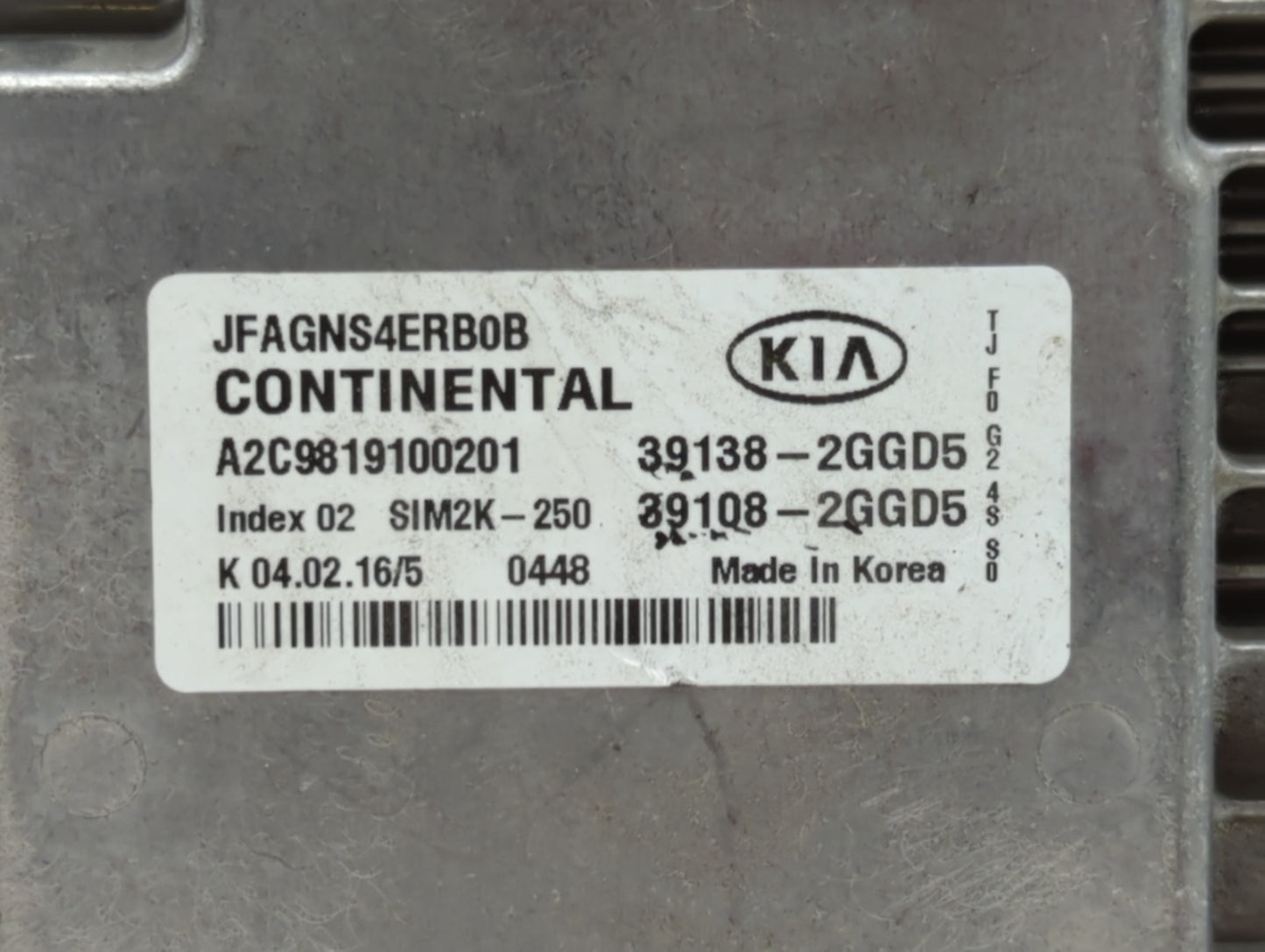 2016-2018 Kia Optima PCM Engine Control Computer ECU ECM PCU OEM P/N:39108-2GGD5 39138-2GGD5, 39138-2GGD6 Fits Fits 2016 201