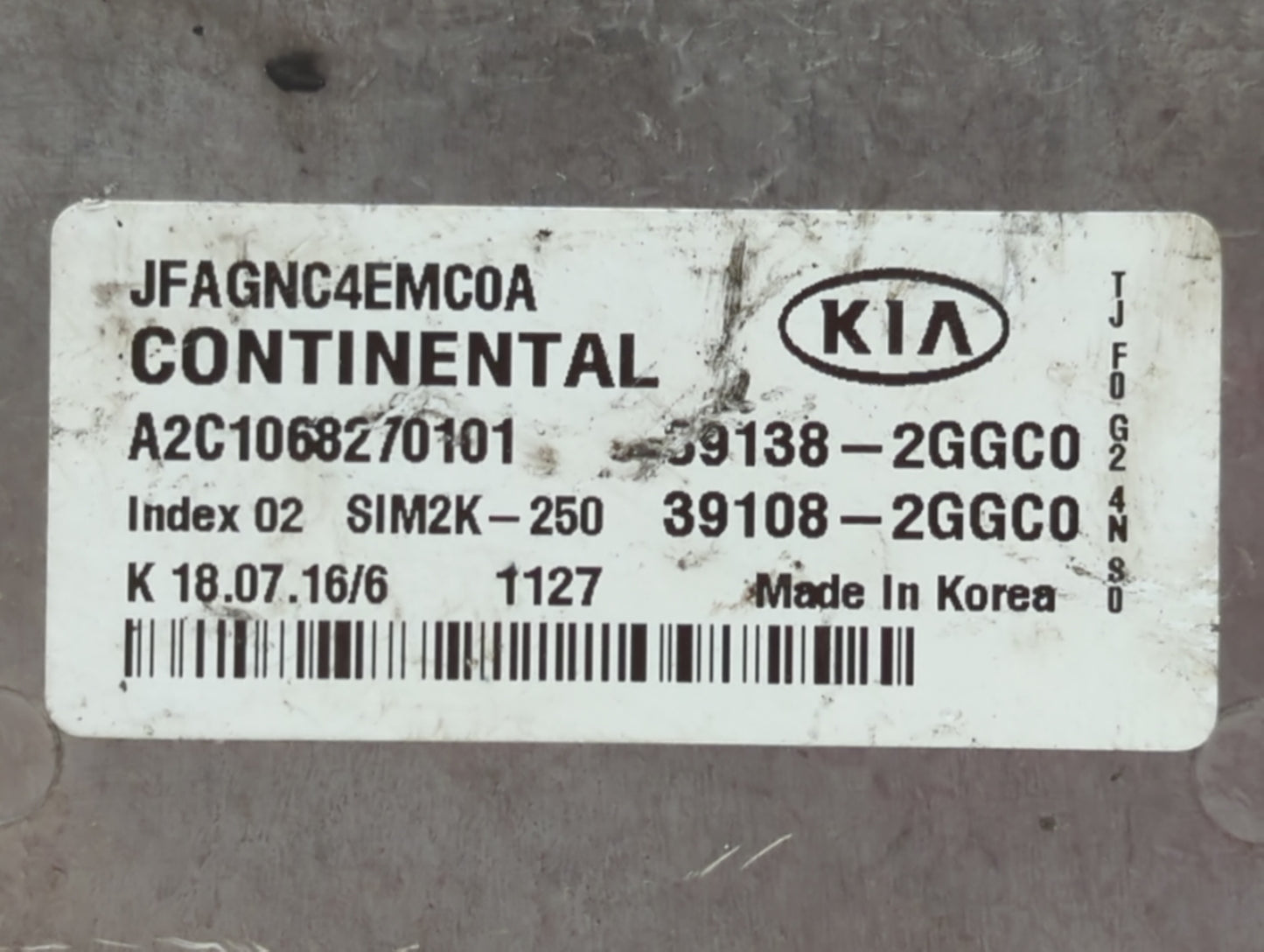 2016-2018 Kia Optima PCM Engine Control Computer ECU ECM PCU OEM P/N:39108-2GGC0 39138-2GGC0 Fits Fits 2016 2017 2018 OEM Us