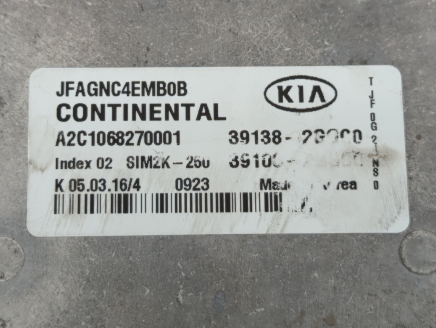 2016 Kia Optima PCM Engine Control Computer ECU ECM PCU OEM P/N:39108-2GGC0 39138-2GGC0 Fits OEM Used Auto Parts - Oemusedau