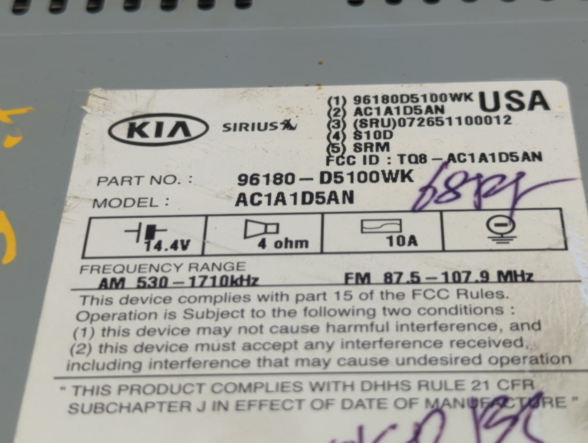 2016-2018 Kia Optima Am Fm Cd Player Radio Receiver 465210 - Oemusedautoparts1.com