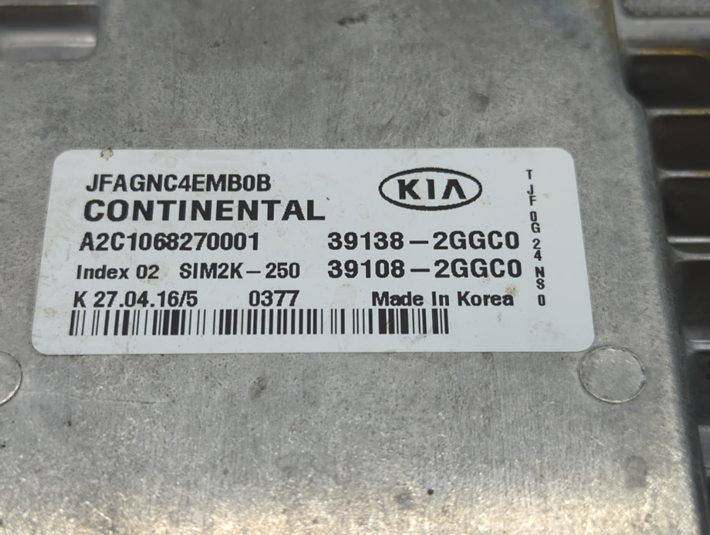 2016-2018 Kia Optima PCM Engine Control Computer ECU ECM PCU OEM P/N:39108-2GGC2 39138-2GGC2, 39108-2GGC0 Fits Fits 2016 201