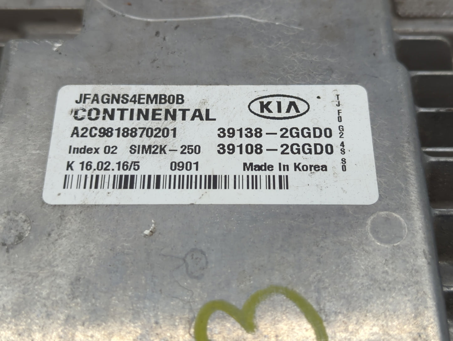 2016-2018 Kia Optima PCM Engine Control Computer ECU ECM PCU OEM P/N:39138-2GGD0 39108-2GGD0, 39108-2GGC0 Fits Fits 2016 201