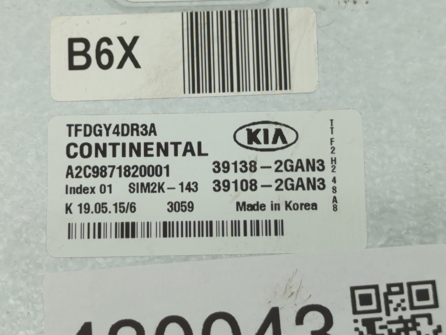 2015-2016 Kia Optima PCM Engine Control Computer ECU ECM PCU OEM P/N:39138-2GAN3 Fits Fits 2015 2016 OEM Used Auto Parts - O