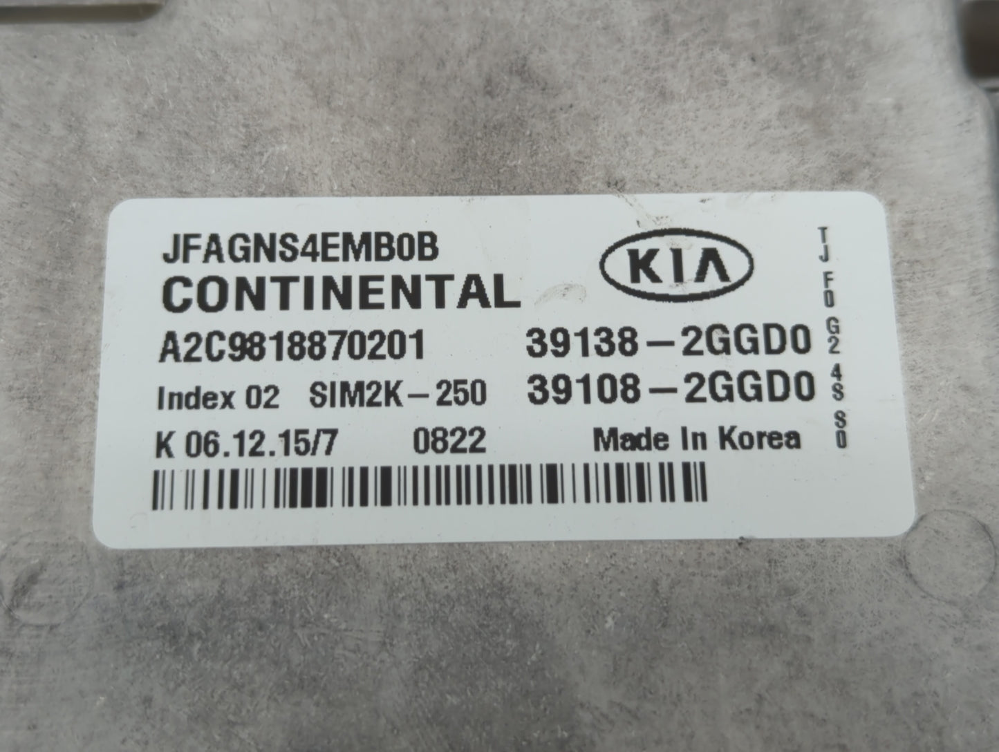 2016-2018 Kia Optima PCM Engine Control Computer ECU ECM PCU OEM P/N:39108-2GGD0 39138-2GGD0, 39138-2GGD2 Fits Fits 2016 201