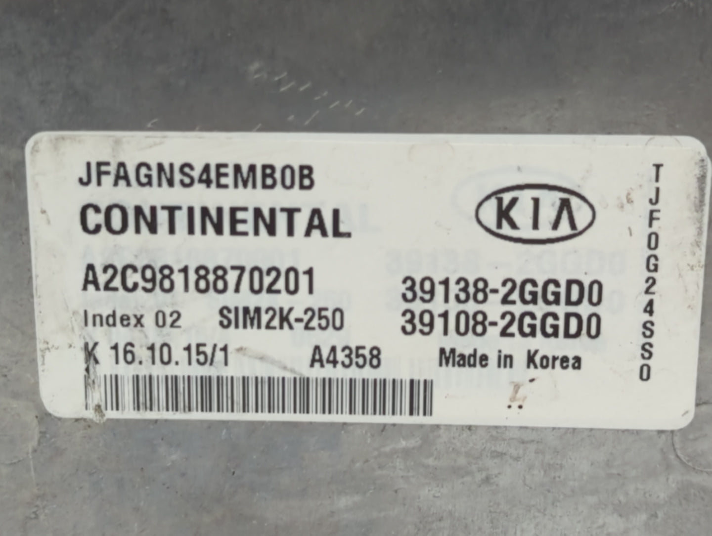 2016-2018 Kia Optima PCM Engine Control Computer ECU ECM PCU OEM P/N:39108-2GGD0 39138-2GGD0, 39138-2GGD2 Fits Fits 2016 201