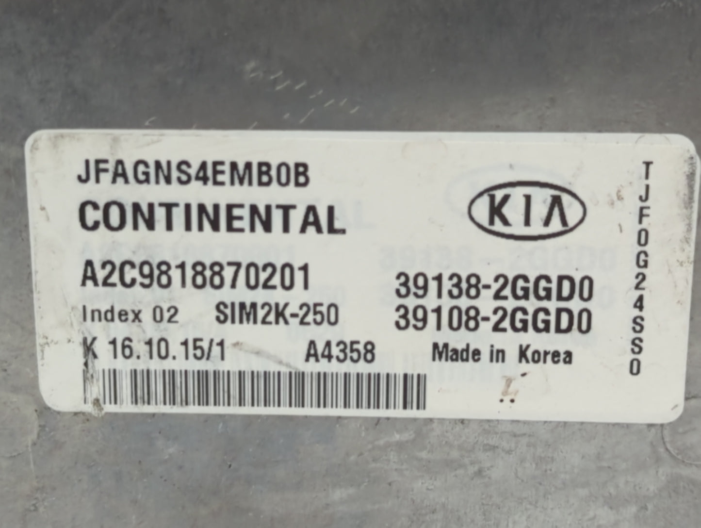 2016-2018 Kia Optima PCM Engine Control Computer ECU ECM PCU OEM P/N:39108-2GGD0 39138-2GGD0, 39138-2GGD2 Fits Fits 2016 201