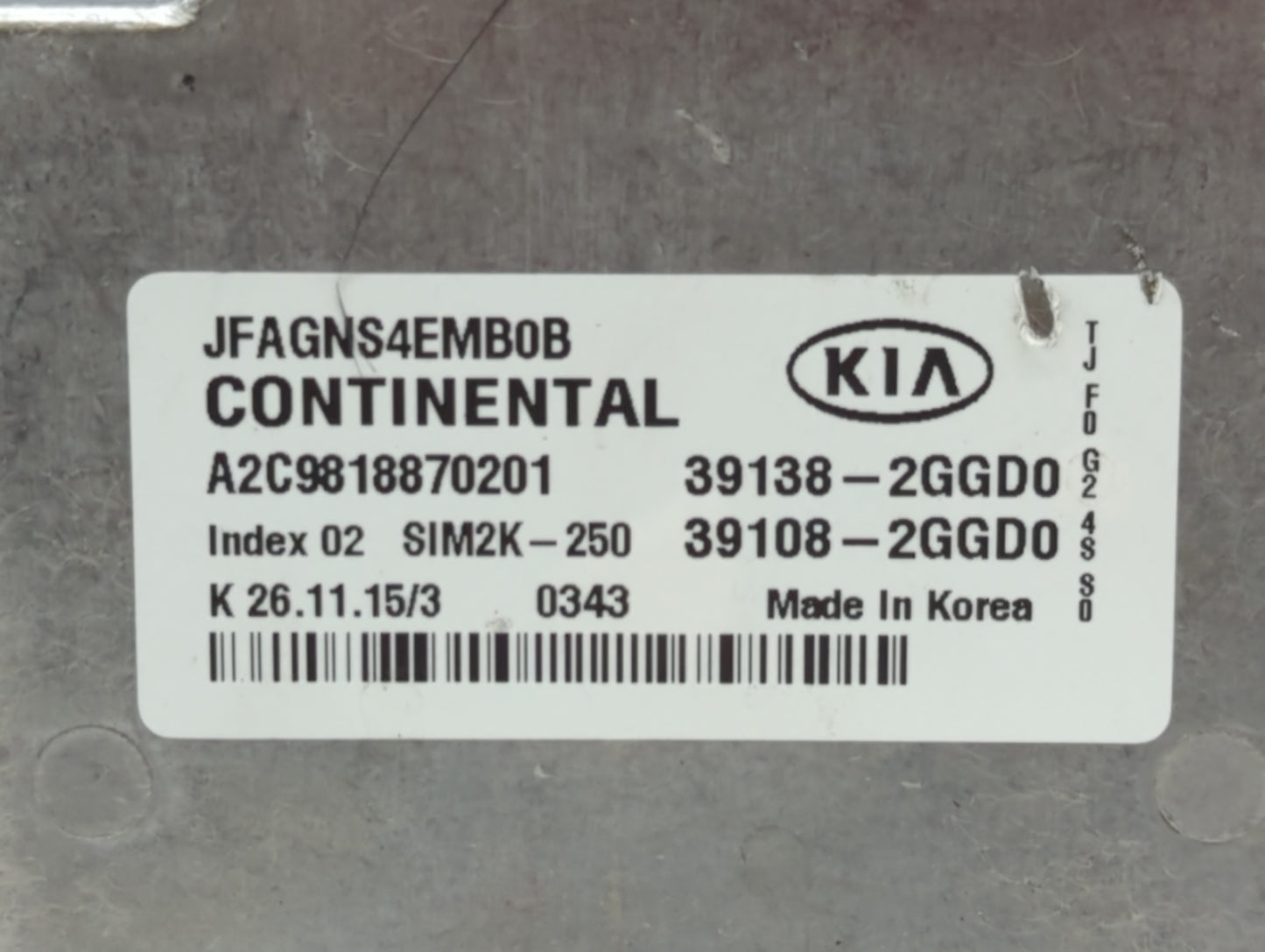 2016-2018 Kia Optima PCM Engine Control Computer ECU ECM PCU OEM P/N:39108-2GGD0 39138-2GGD0, 39138-2GGD2 Fits Fits 2016 201