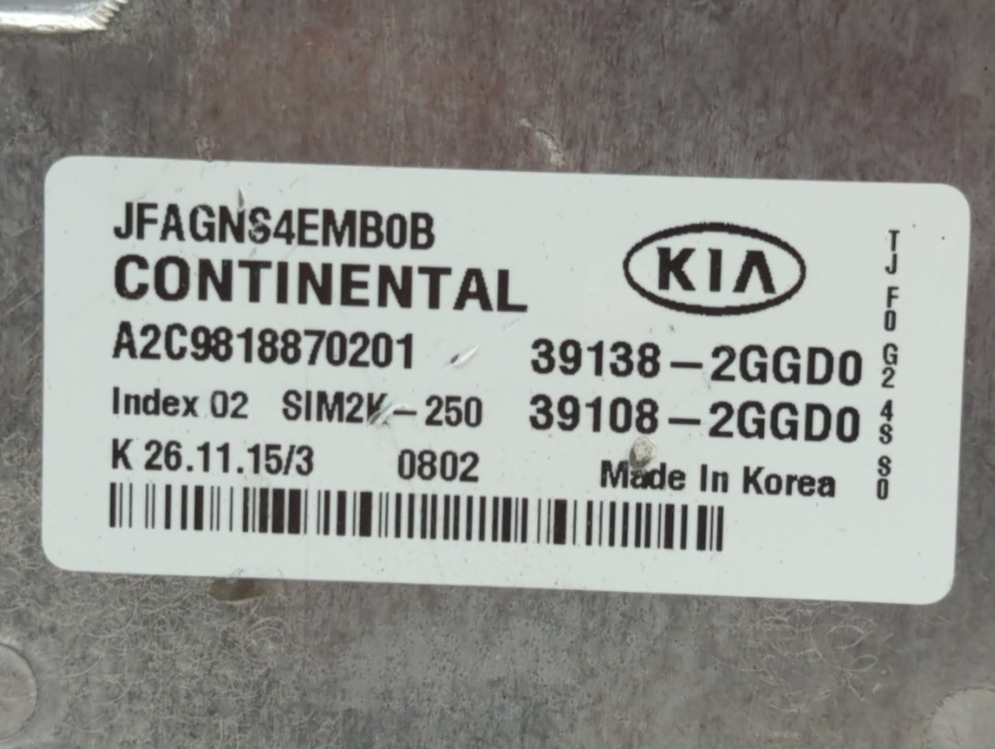 2016-2018 Kia Optima PCM Engine Control Computer ECU ECM PCU OEM P/N:39108-2GGD0 39138-2GGD0, 39138-2GGD2 Fits Fits 2016 201