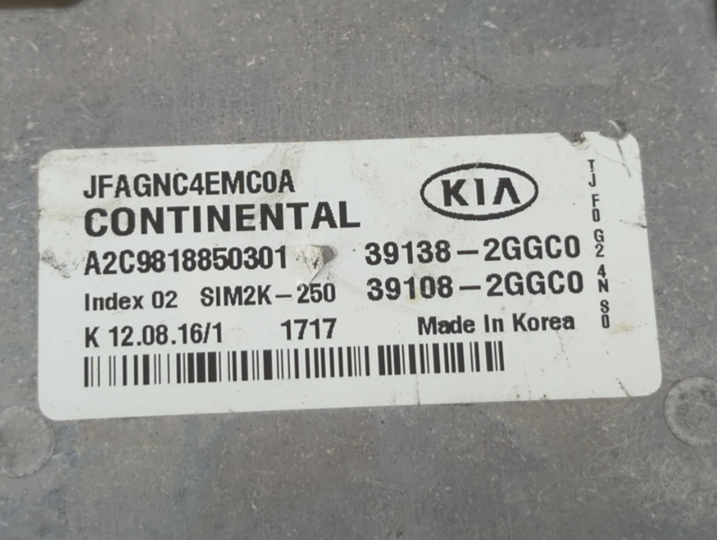2016-2018 Kia Optima PCM Engine Control Computer ECU ECM PCU OEM P/N:39138-2GGC0 39108-2GGC0, 39108-2GGD2 Fits Fits 2016 201