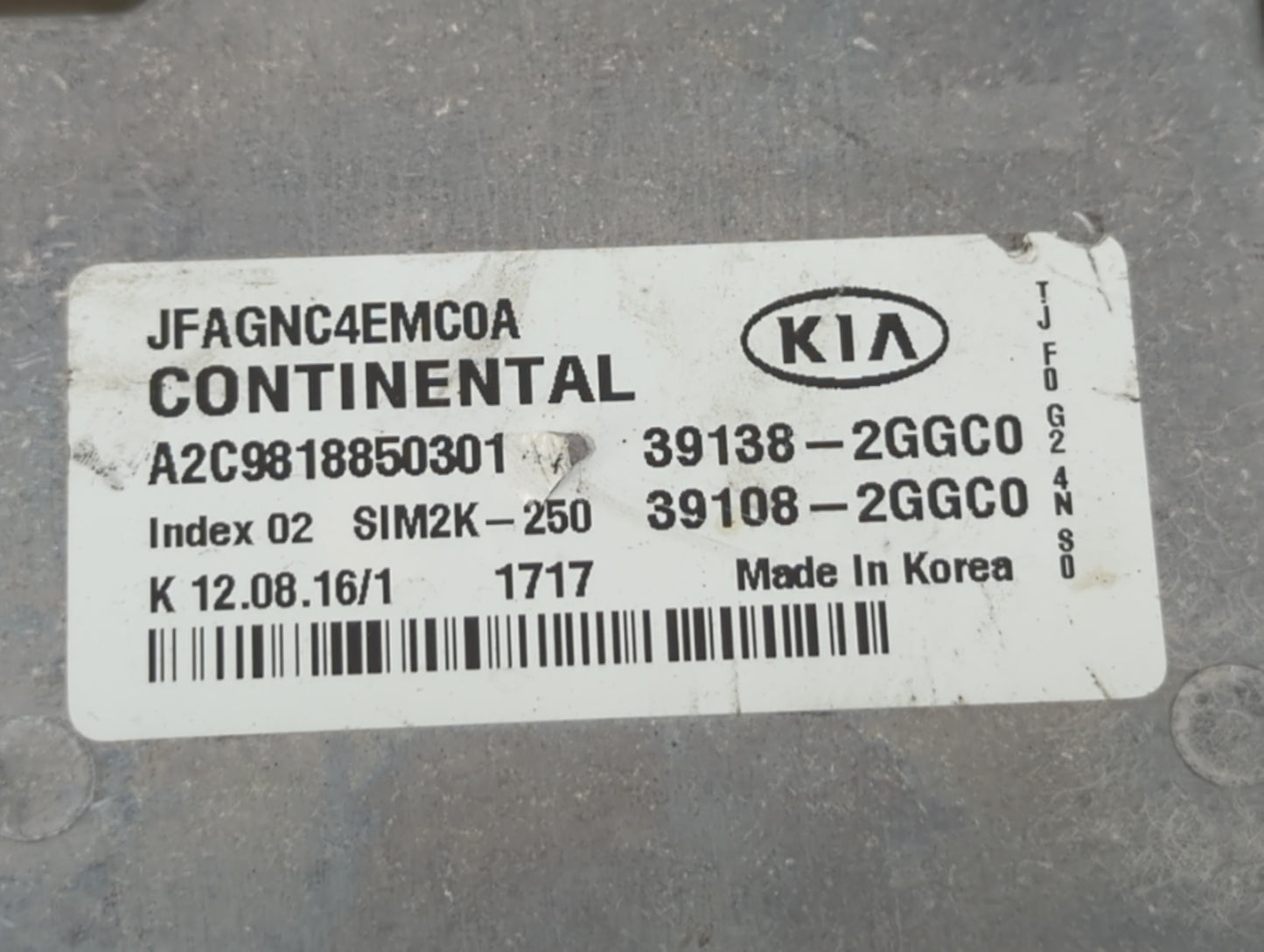 2016-2018 Kia Optima PCM Engine Control Computer ECU ECM PCU OEM P/N:39138-2GGC0 39108-2GGC0, 39108-2GGD2 Fits Fits 2016 201