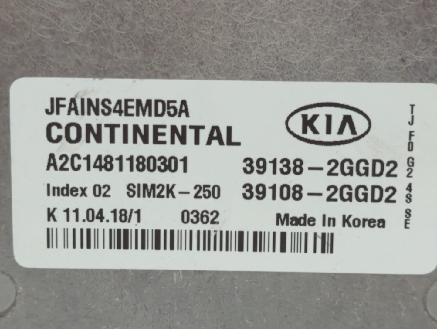 2016-2018 Kia Optima PCM Engine Control Computer ECU ECM PCU OEM P/N:39138-2GGC0 39108-2GGC0, 39108-2GGD2 Fits Fits 2016 201