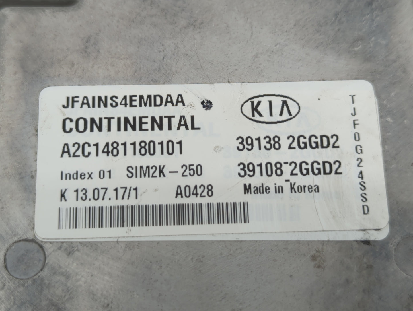 2016-2018 Kia Optima PCM Engine Control Computer ECU ECM PCU OEM P/N:39138-2GGC0 39108-2GGC0, 39108-2GGD2 Fits Fits 2016 201