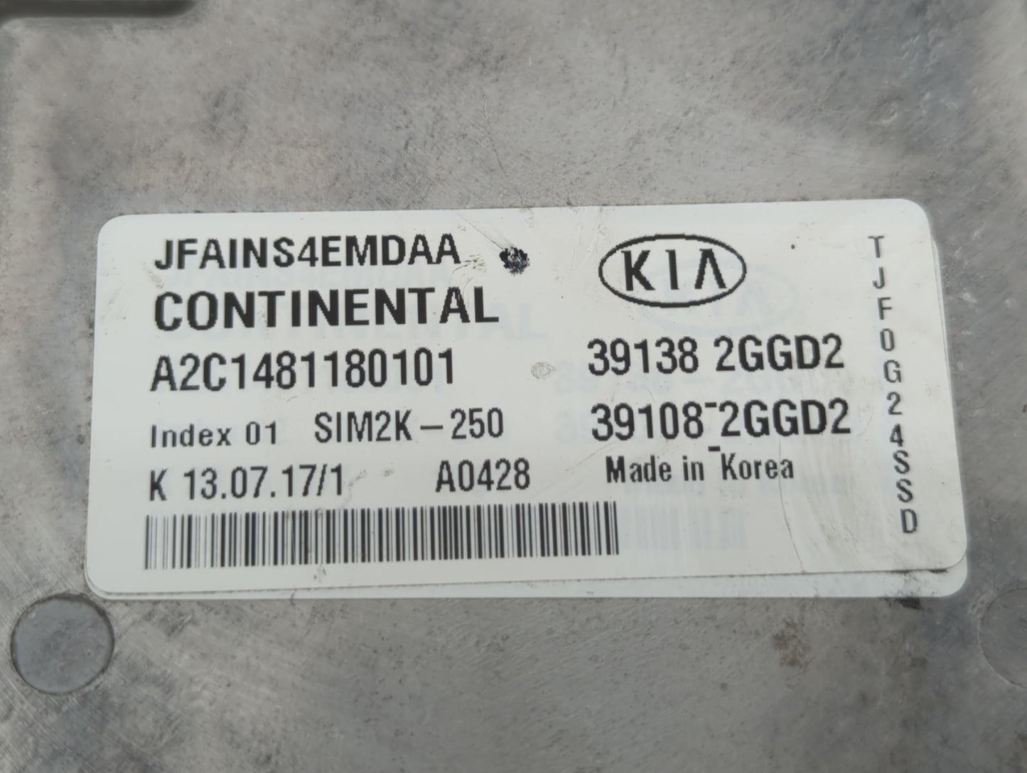 2016-2018 Kia Optima PCM Engine Control Computer ECU ECM PCU OEM P/N:39138-2GGC0 39108-2GGC0, 39108-2GGD2 Fits Fits 2016 201