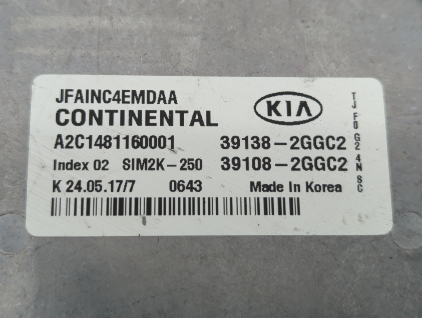 2016-2018 Kia Optima PCM Engine Control Computer ECU ECM PCU OEM P/N:39138-2GGC0 39108-2GGC0, 39108-2GGD2 Fits Fits 2016 201