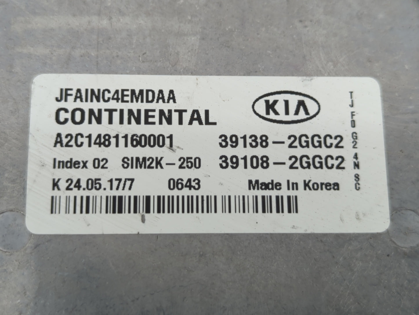 2016-2018 Kia Optima PCM Engine Control Computer ECU ECM PCU OEM P/N:39138-2GGC0 39108-2GGC0, 39108-2GGD2 Fits Fits 2016 201