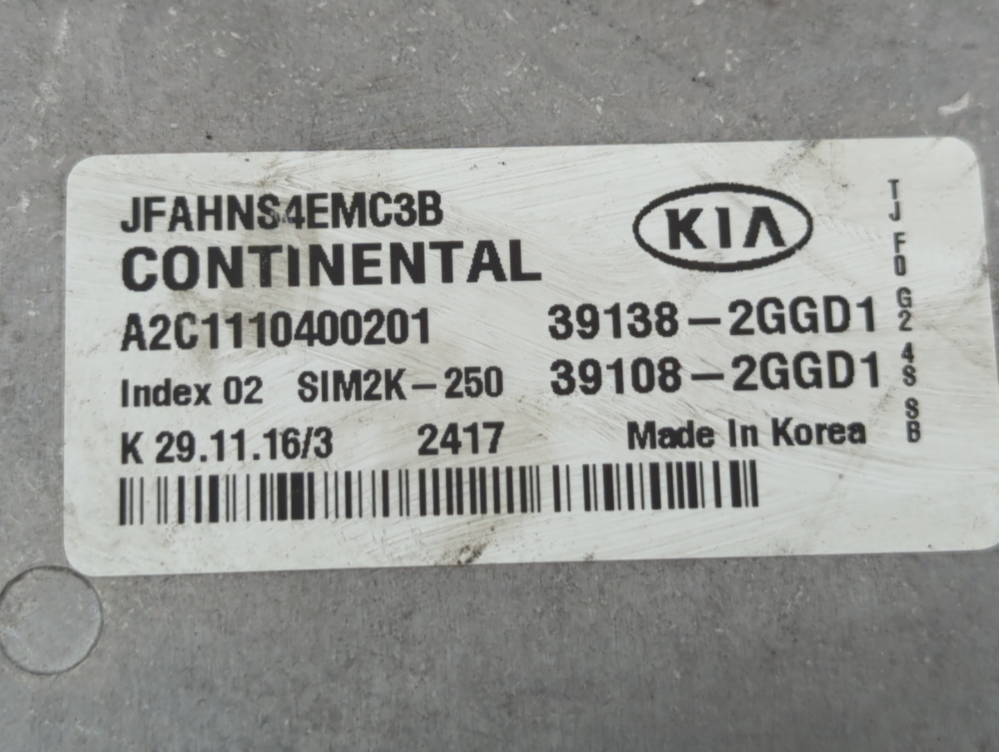 2016-2018 Kia Optima PCM Engine Control Computer ECU ECM PCU OEM P/N:39108-2GGD1 39138-2GGD1, 39108-2GGD2 Fits Fits 2016 201