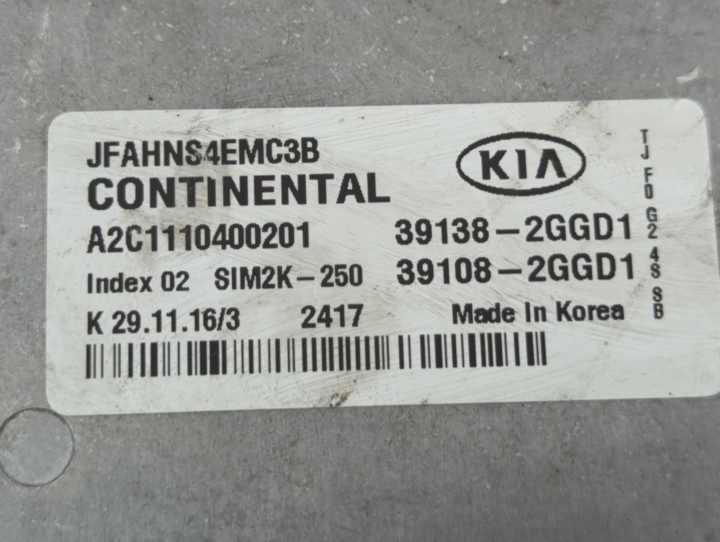 2016-2018 Kia Optima PCM Engine Control Computer ECU ECM PCU OEM P/N:39108-2GGD1 39138-2GGD1, 39108-2GGD2 Fits Fits 2016 201