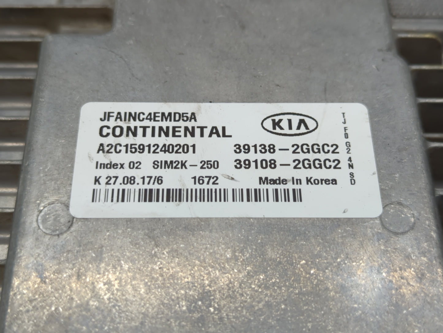 2016-2018 Kia Optima PCM Engine Control Computer ECU ECM PCU OEM P/N:39108-2GGC2 39138-2GGC2, 39138-2GGC0 Fits Fits 2016 201