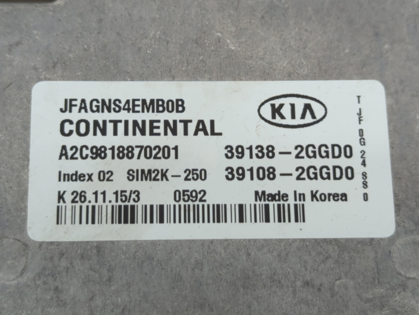 2016-2018 Kia Optima PCM Engine Control Computer ECU ECM PCU OEM P/N:39138-2GGD0 Fits Fits 2016 2017 2018 OEM Used Auto Part