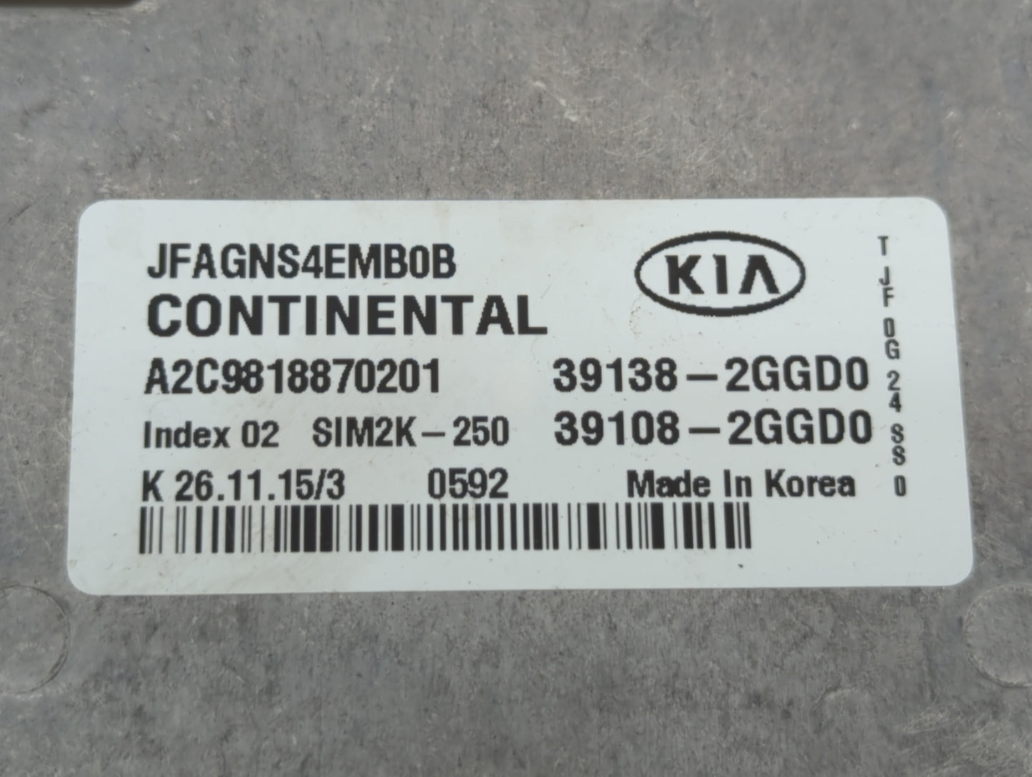 2016-2018 Kia Optima PCM Engine Control Computer ECU ECM PCU OEM P/N:39138-2GGD0 Fits Fits 2016 2017 2018 OEM Used Auto Part