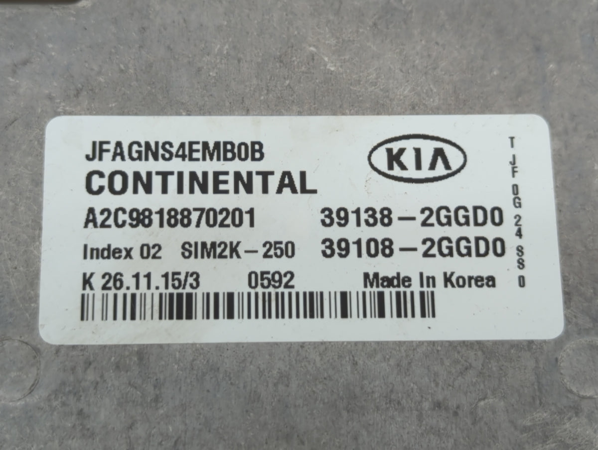 2016-2018 Kia Optima PCM Engine Control Computer ECU ECM PCU OEM P/N:39138-2GGD0 Fits 2016 2017 2018 OEM Used Auto Parts - O