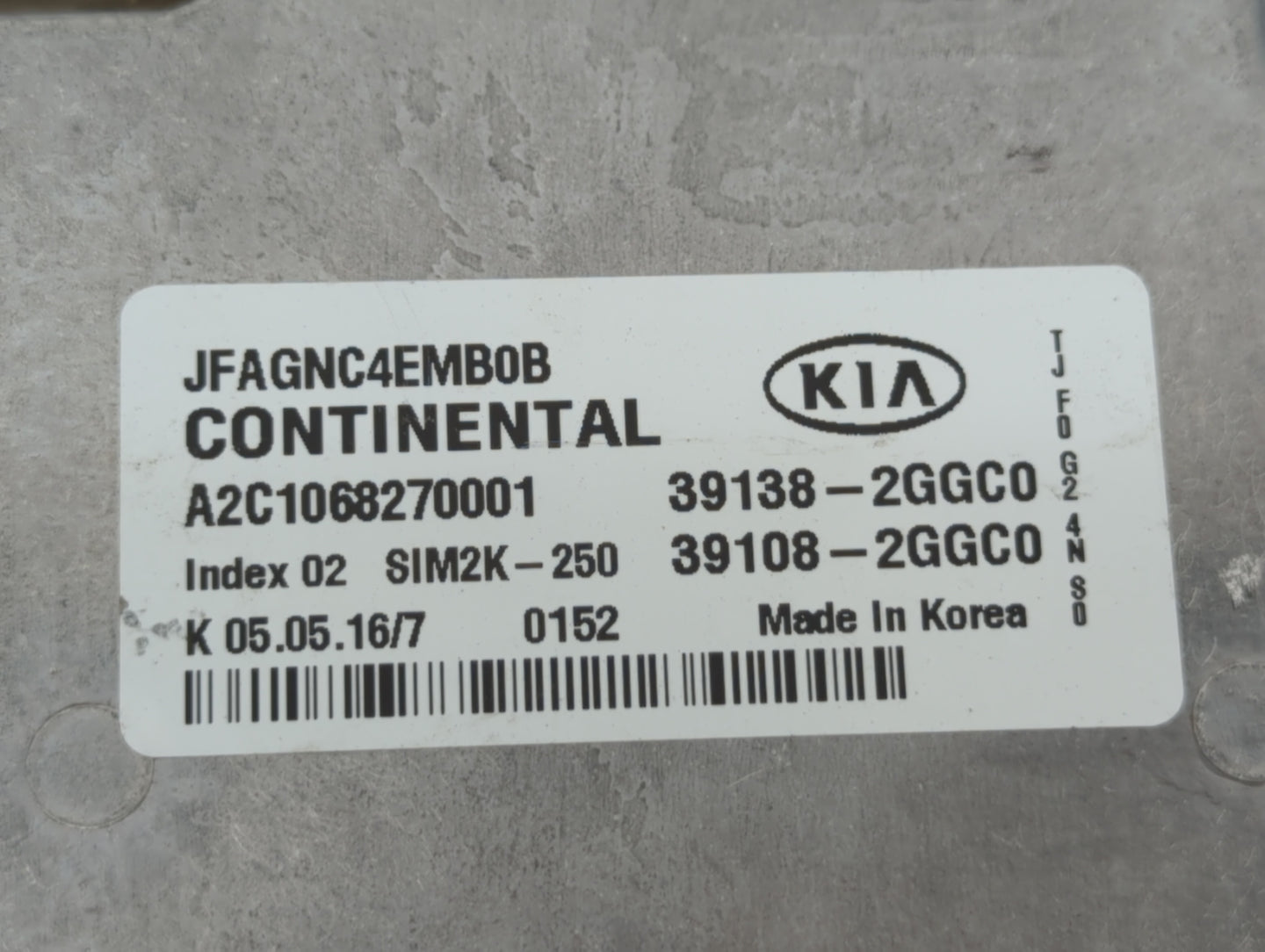 2016-2018 Kia Optima PCM Engine Control Computer ECU ECM PCU OEM P/N:39108-2GGC0 39138-2GGC0, 39108-2GGC2 Fits Fits 2016 201