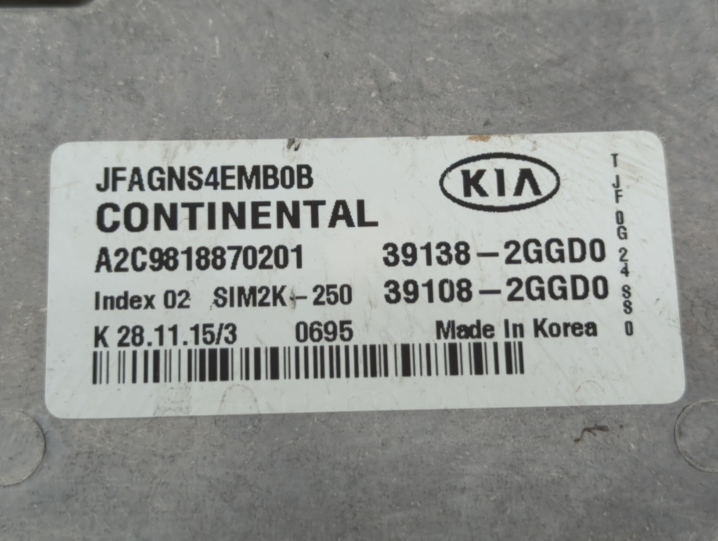 2016-2018 Kia Optima PCM Engine Control Computer ECU ECM PCU OEM P/N:39138-2GGD0 39108-2GGD0, 39138-2GGC0 Fits Fits 2016 201