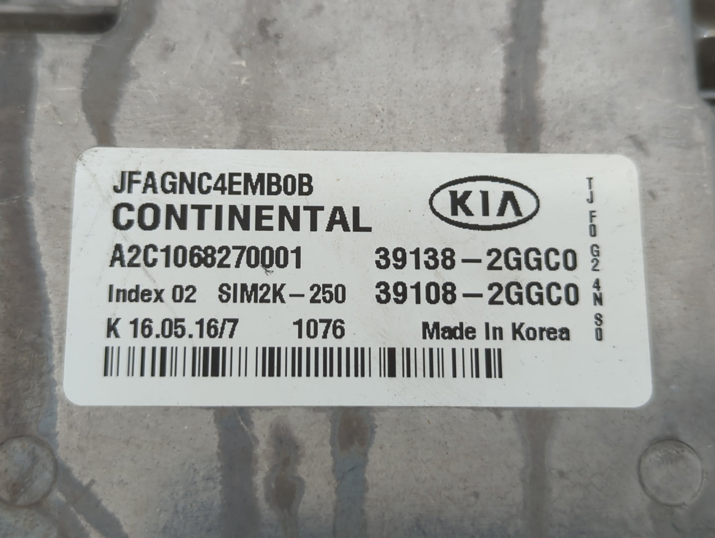 2016-2018 Kia Optima PCM Engine Control Computer ECU ECM PCU OEM P/N:39138-2GGC0 Fits Fits 2016 2017 2018 OEM Used Auto Part
