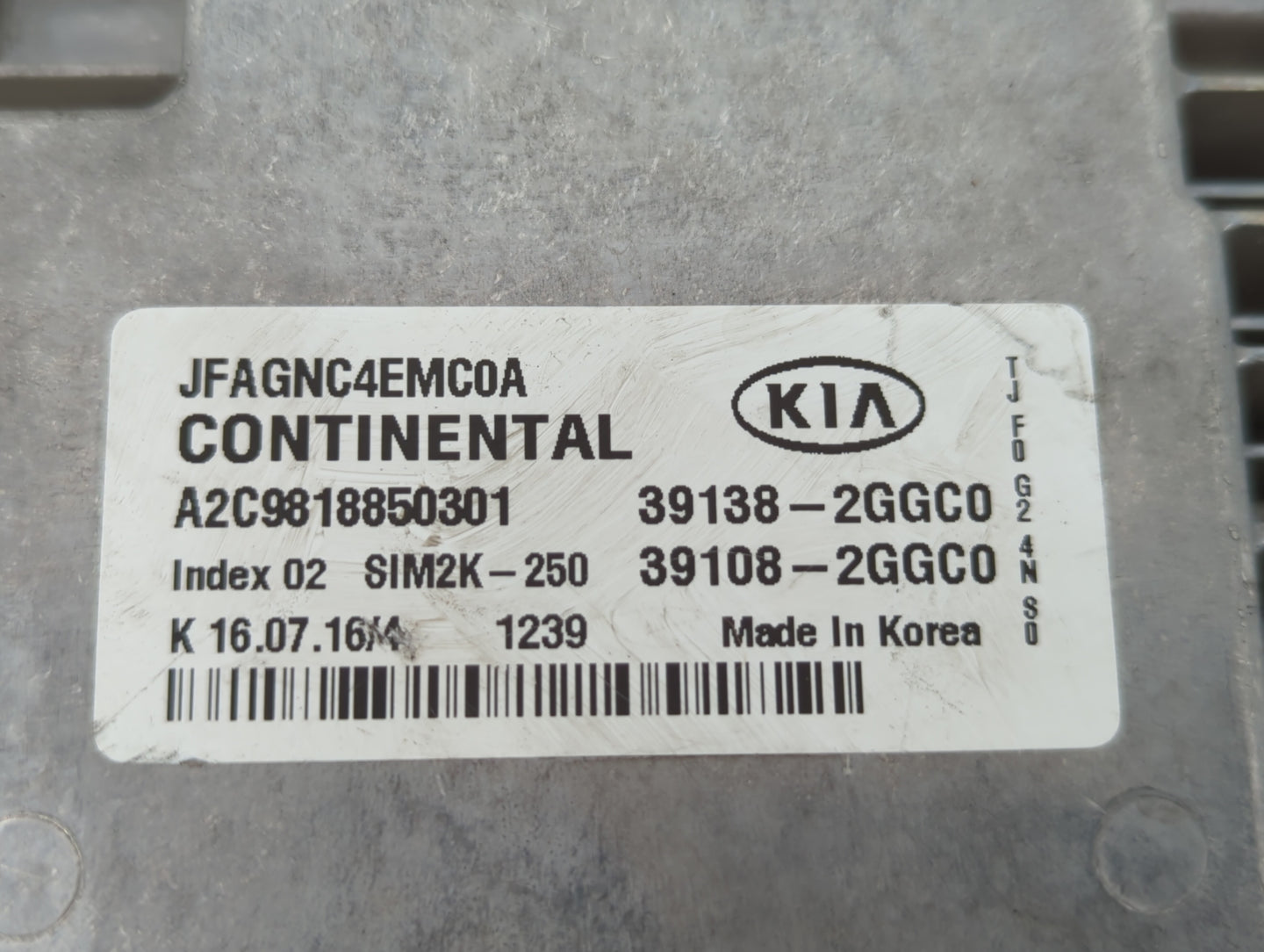 2016-2018 Kia Optima PCM Engine Control Computer ECU ECM PCU OEM P/N:39108-2GGC0 39138-2GGC0, 39108-2GGC2 Fits Fits 2016 201