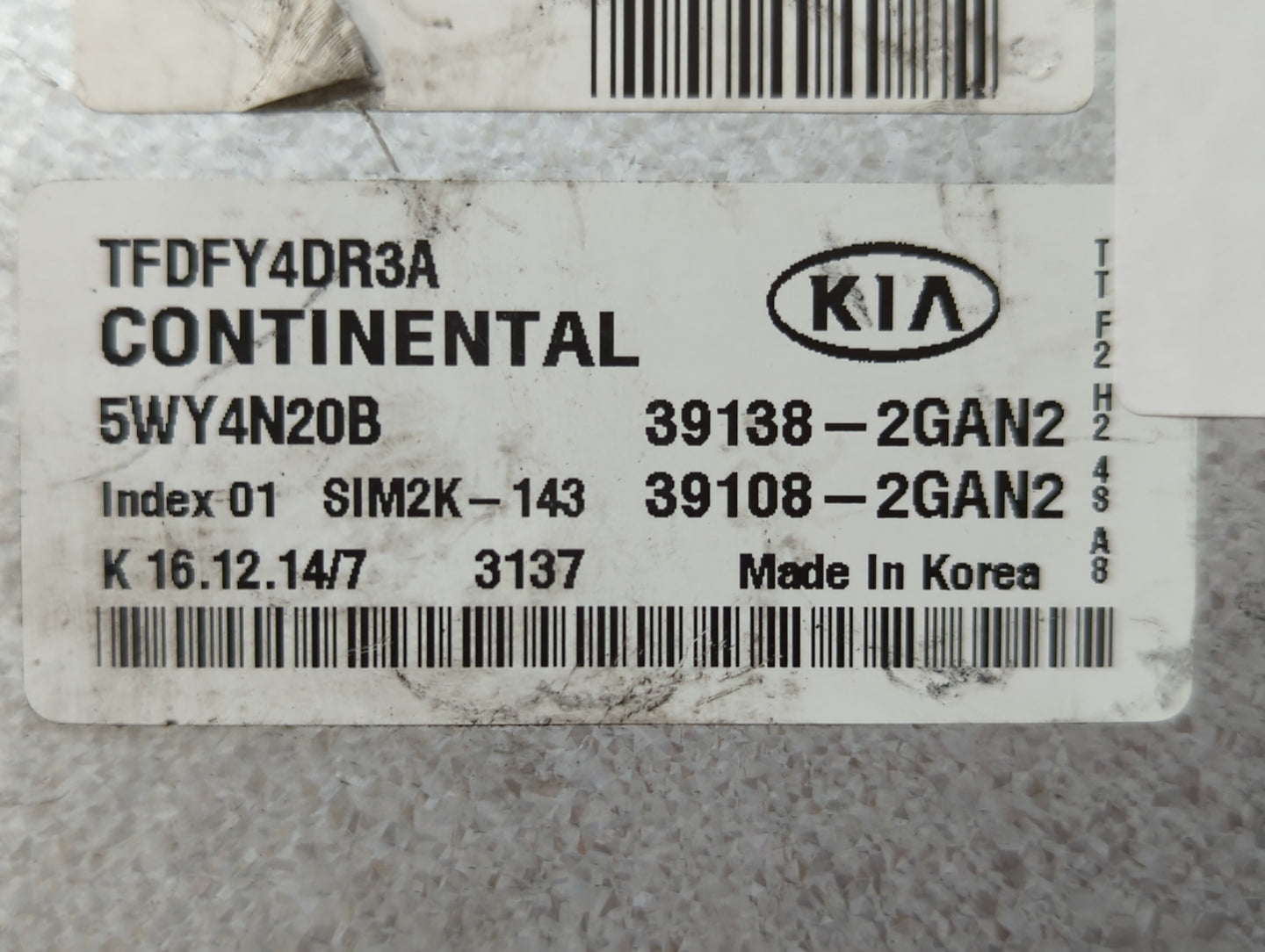 2015-2016 Kia Optima PCM Engine Control Computer ECU ECM PCU OEM P/N:39138-2GAN2 39108-2GAN2, 39108-2GAN3 Fits Fits 2015 201