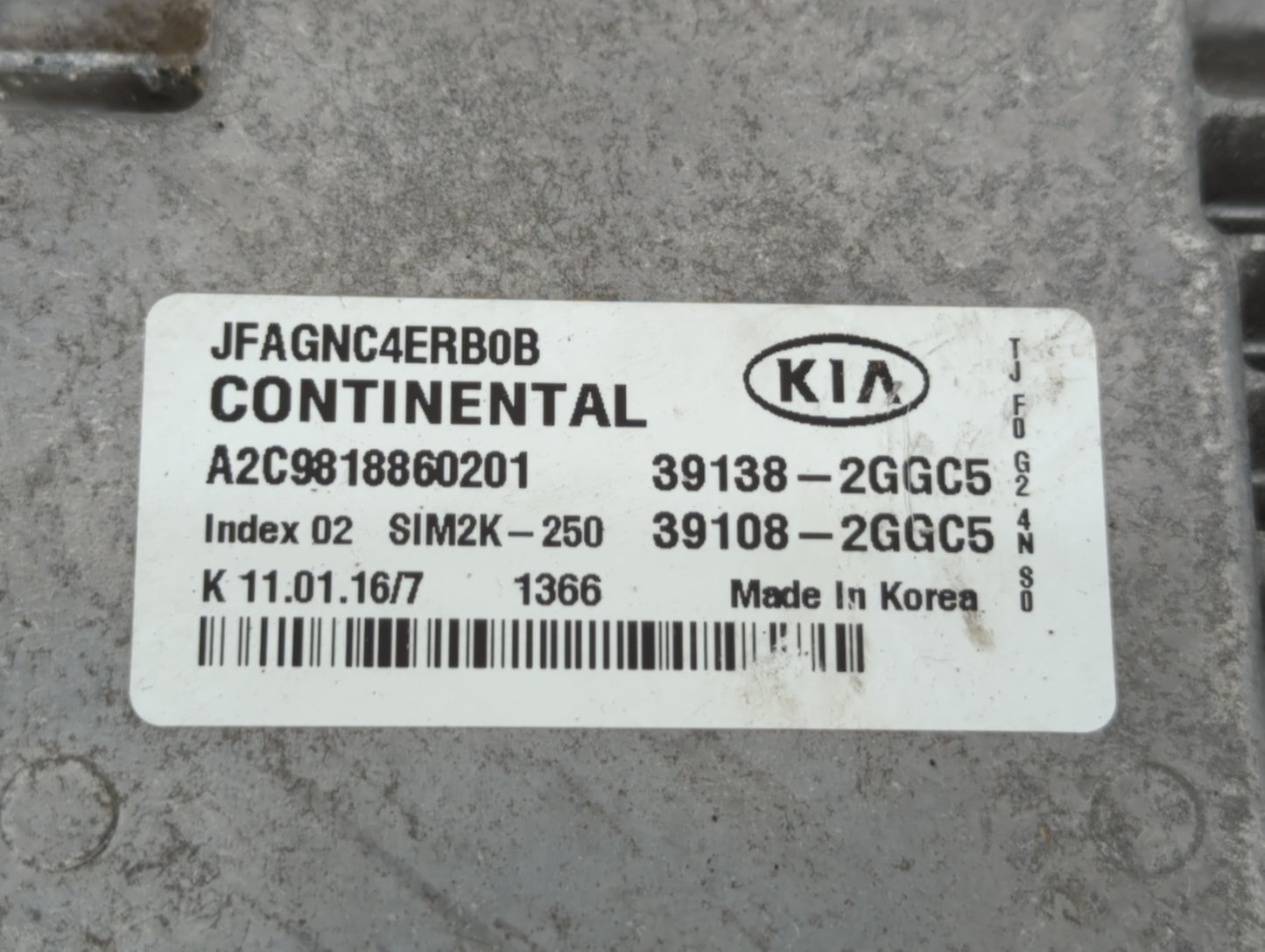 2016-2018 Kia Optima PCM Engine Control Computer ECU ECM PCU OEM P/N:39108-2GGC0 39138-2GGC0, 39108-2GGC2 Fits Fits 2016 201