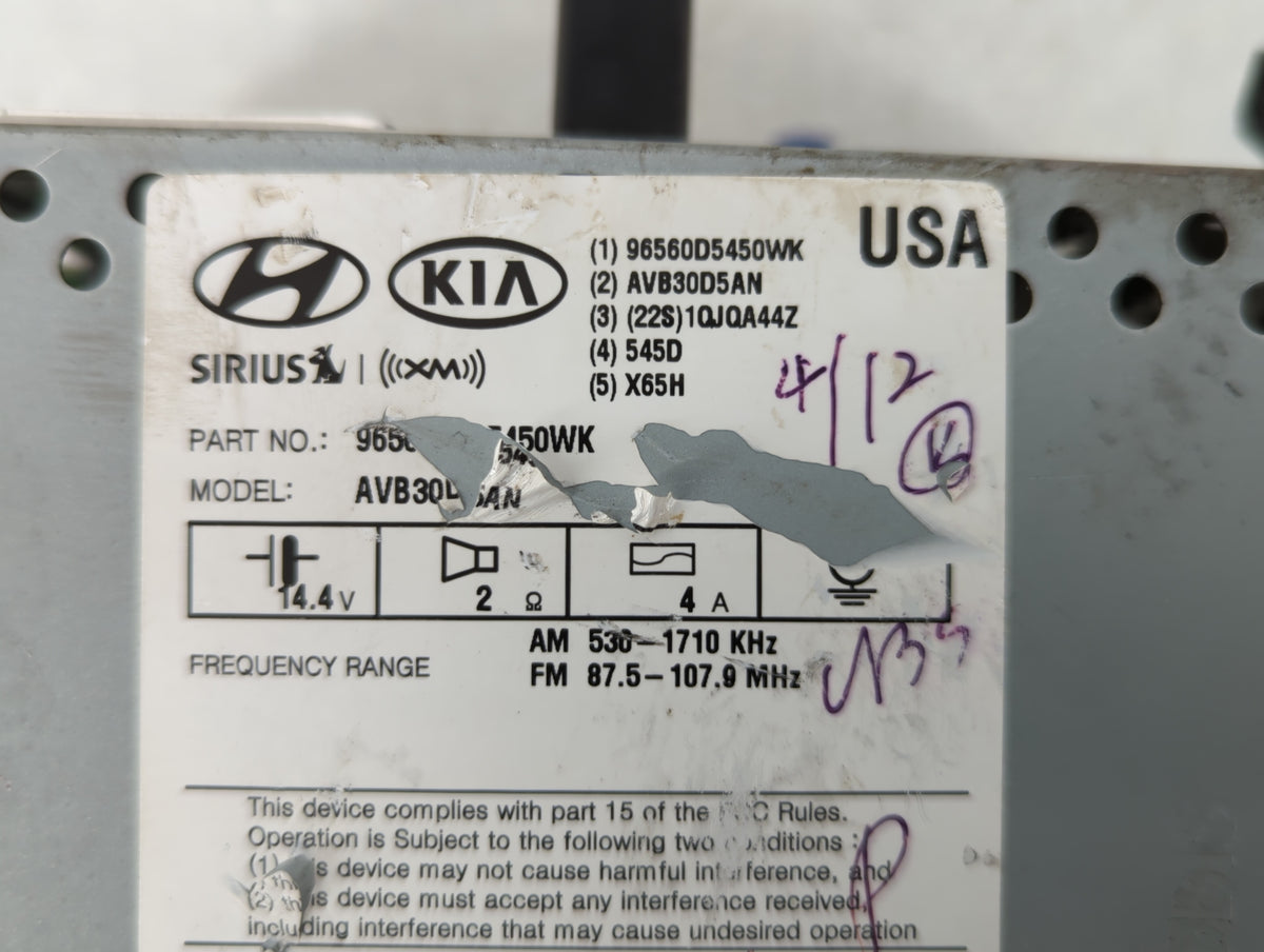2016-2016 Kia Optima Am Fm Cd Player Radio Receiver 517648 - Oemusedautoparts1.com