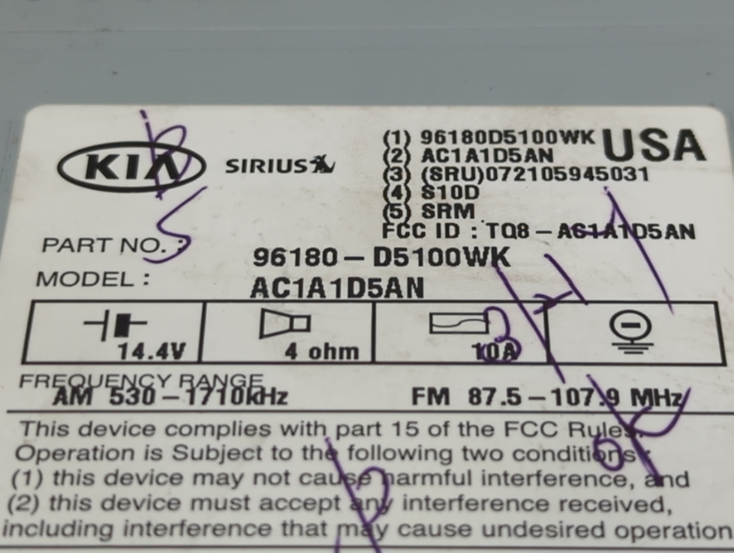 2016-2018 Kia Optima Am Fm Cd Player Radio Receiver - Oemusedautoparts1.com