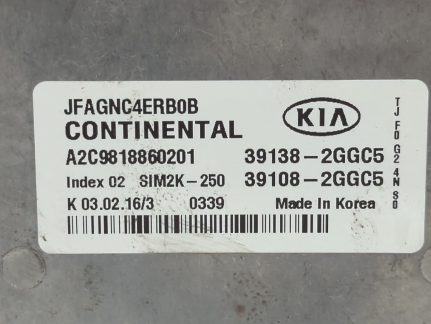 2016-2018 Kia Optima PCM Engine Control Computer ECU ECM PCU OEM P/N:39138-2GGC5 39108-2GGC0, 39138-2GGC0 Fits Fits 2016 201