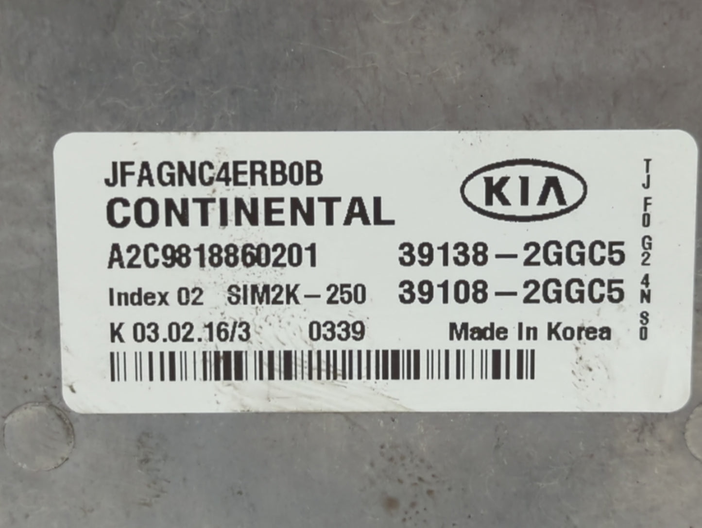 2016-2018 Kia Optima PCM Engine Control Computer ECU ECM PCU OEM P/N:39138-2GGC5 39108-2GGC0, 39138-2GGC0 Fits Fits 2016 201