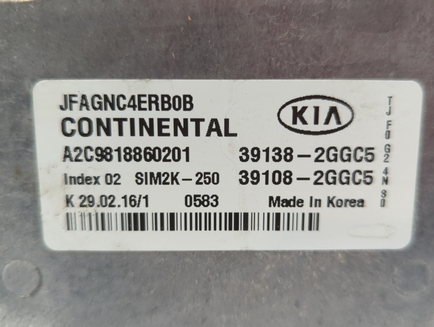 2016-2018 Kia Optima PCM Engine Control Computer ECU ECM PCU OEM P/N:39138-2GGC5 39108-2GGC0, 39138-2GGC0 Fits Fits 2016 201