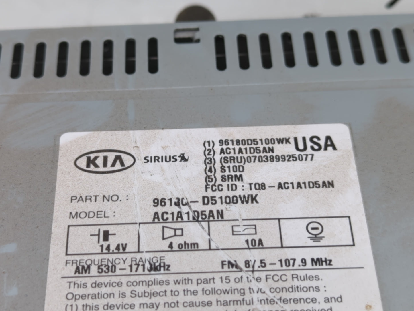 2016-2018 Kia Optima Am Fm Cd Player Radio Receiver - Oemusedautoparts1.com