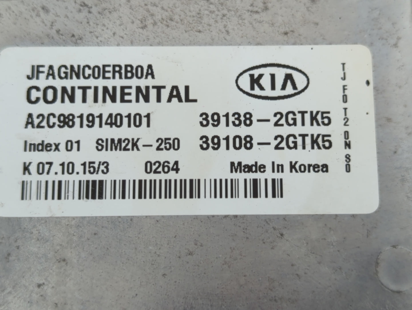 2016-2018 Kia Optima PCM Engine Control Computer ECU ECM PCU OEM P/N:39138-2GTK5 39108-2GTK5 Fits Fits 2016 2017 2018 OEM Us