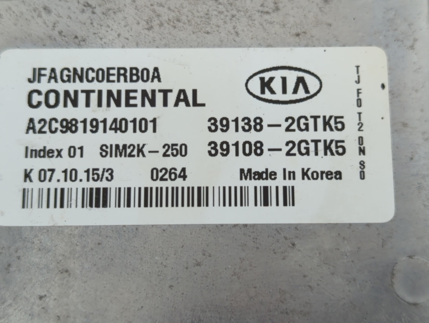 2016-2018 Kia Optima PCM Engine Control Computer ECU ECM PCU OEM P/N:39138-2GTK5 39108-2GTK5 Fits Fits 2016 2017 2018 OEM Us