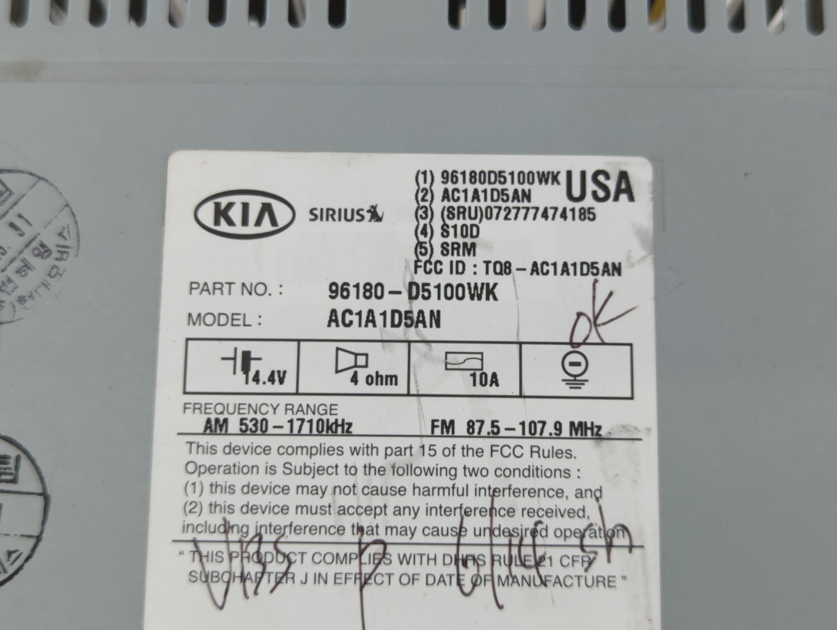 2016-2018 Kia Optima Am Fm Cd Player Radio Receiver 662821 - Oemusedautoparts1.com