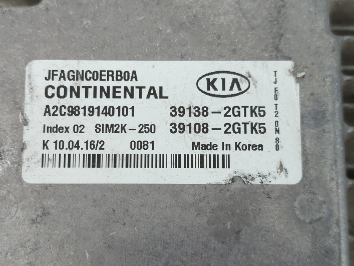 2016-2018 Kia Optima PCM Engine Control Computer ECU ECM PCU OEM P/N:39138-2GTK5 39108-2GTK5 Fits 2016 2017 2018 OEM Used Au