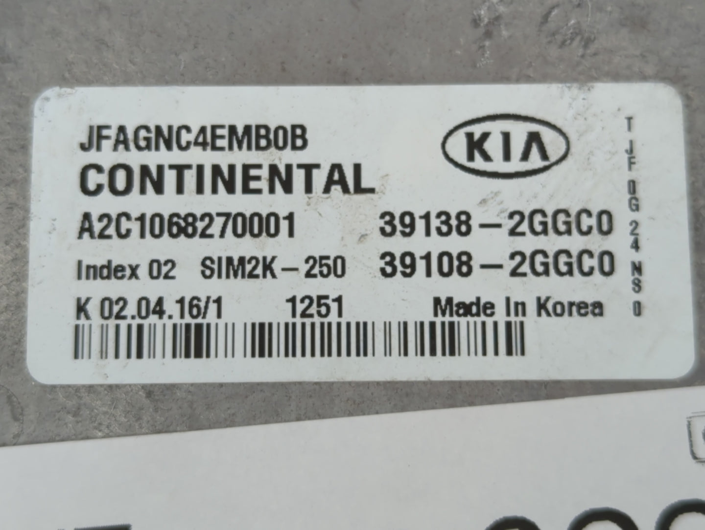 2016-2018 Kia Optima PCM Engine Control Computer ECU ECM PCU OEM P/N:39108-2GGC0 39138-2GGC0 Fits Fits 2016 2017 2018 OEM Us