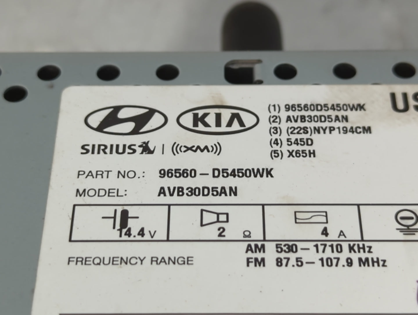 2016-2018 Kia Optima Radio AM FM Cd Player Receiver Replacement P/N:96180-D5100WK Fits Fits 2016 2017 2018 OEM Used Auto Par