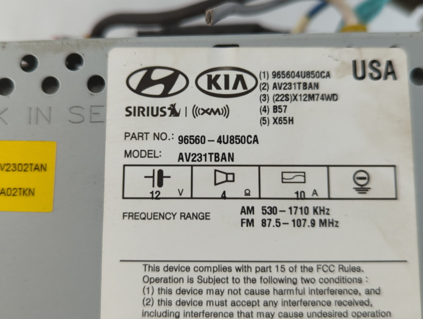 2014-2016 Kia Optima Radio AM FM Cd Player Receiver Replacement P/N:96560-4U850CA Fits Fits 2014 2015 2016 OEM Used Auto Par