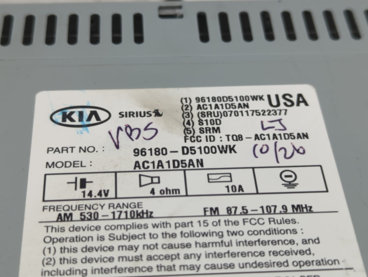 2016-2018 Kia Optima Radio AM FM Cd Player Receiver Replacement P/N:96180-D5100WK AC1A1D5AN Fits Fits 2016 2017 2018 OEM Use