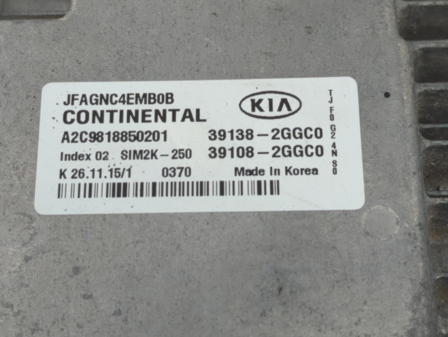 2016-2018 Kia Optima PCM Engine Control Computer ECU ECM PCU OEM Fits Fits 2016 2017 2018 OEM Used Auto Parts - Oemusedautop