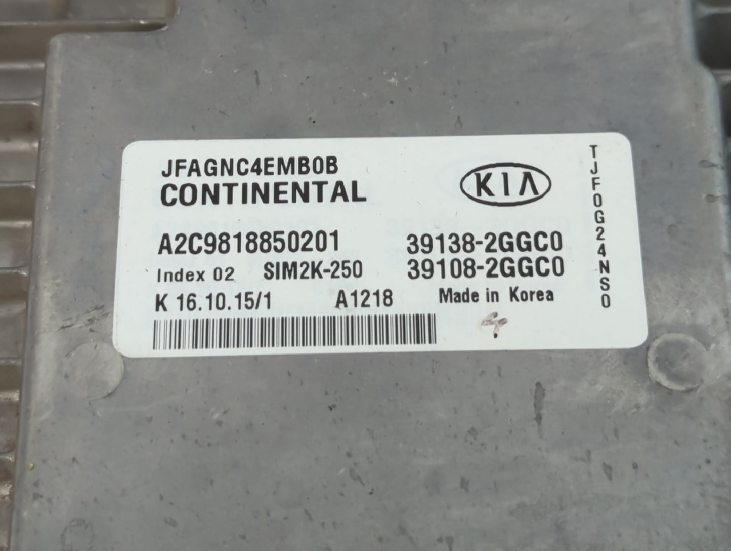 2016-2018 Kia Optima PCM Engine Control Computer ECU ECM PCU OEM P/N:39108-2GGC0 39138-2GGC0 Fits Fits 2016 2017 2018 OEM Us